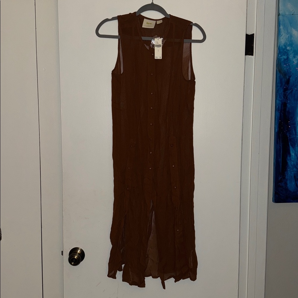 Anthropologie Maeve Brown Sheer Button-Front
Tunic Top size 4 NWT